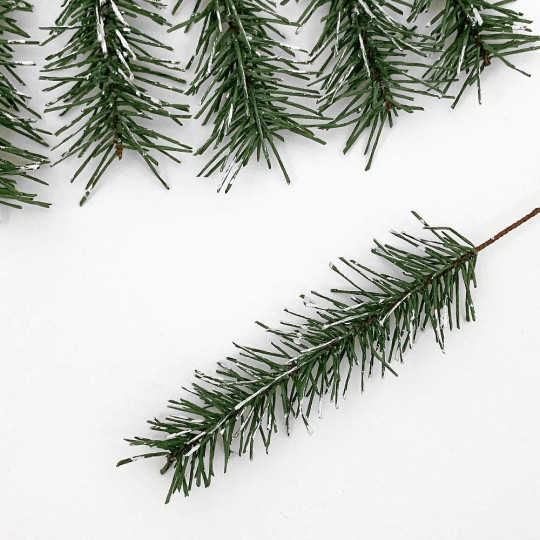 Set of 6 Snowy Paper Pine Sprigs for Feather Trees and Crafting ~ Austria